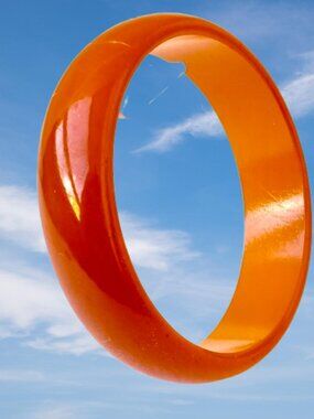Vintage Bakelite Bangle Bracelet Amber Butterscotch Orange